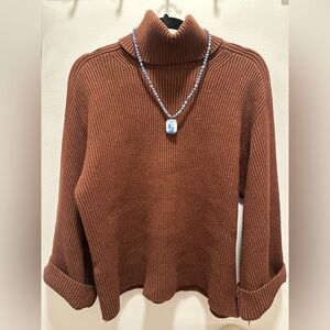 Porcelain Asian Blue Bead Necklace